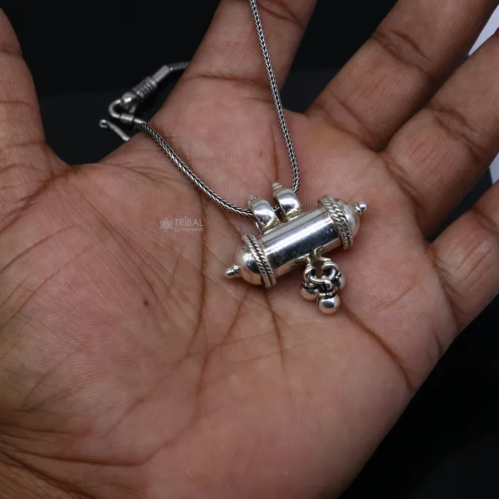 925 Sterling silver handmade vintage customized design amulet pendant box pendant container pendant mantra box silver tabiz nsp850 TRIBAL ORNAMENTS Necklaces