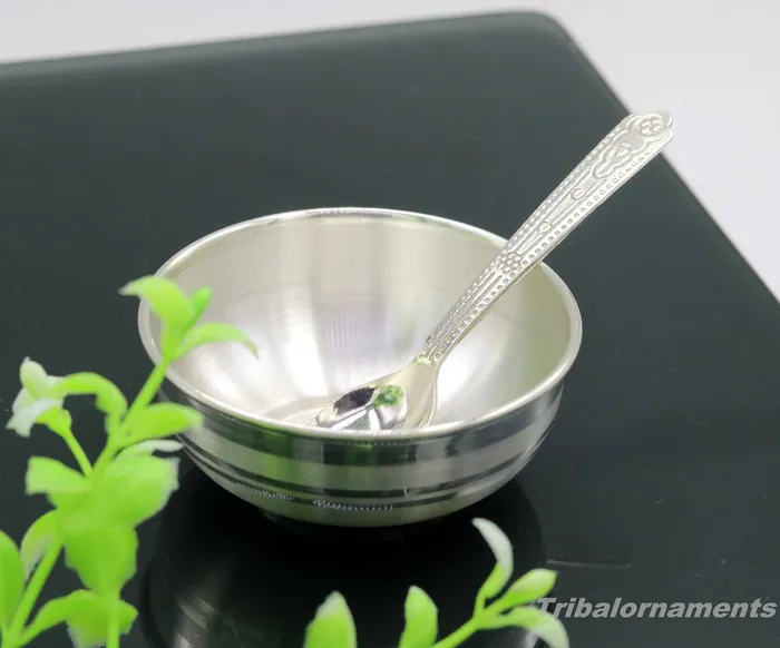 999 fine solid silver handmade small bowl for baby food pure silver vessels silver utensils home and kitchen accessories india sv29 TRIBAL ORNAMENTS Necklaces 999 fine solid silver handmade small bowl for baby food pure silver vessels silver utensils home and kitchen accessories india sv29 TRIBAL ORNAMENTS Necklaces
