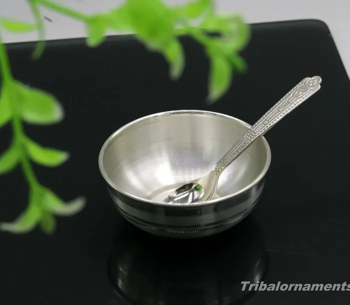 999 fine solid silver handmade small bowl for baby food pure silver vessels silver utensils home and kitchen accessories india sv29 TRIBAL ORNAMENTS Necklaces