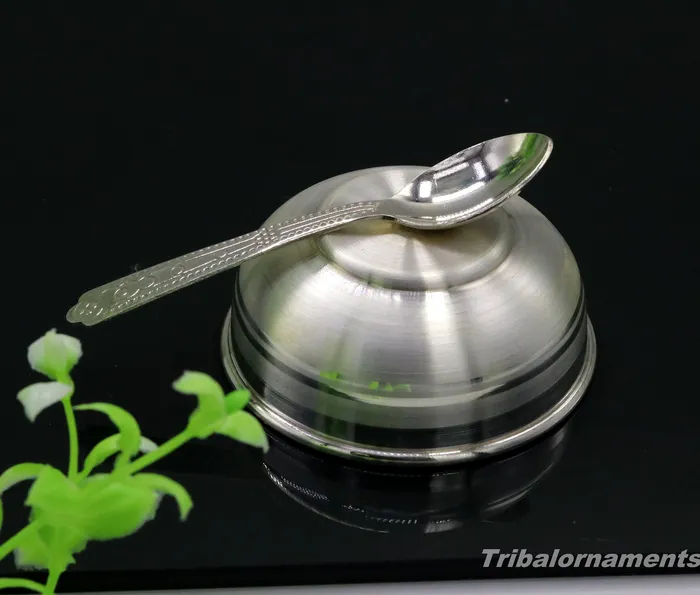 999 fine solid silver handmade small bowl for baby food pure silver vessels silver utensils home and kitchen accessories india sv29 TRIBAL ORNAMENTS Necklaces