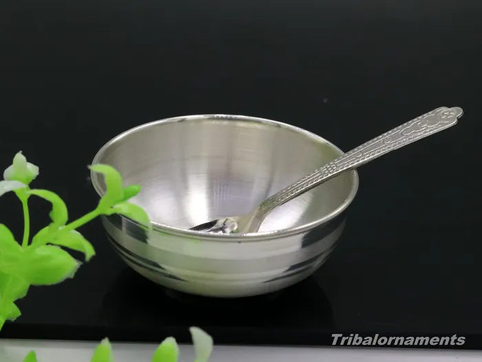 999 fine solid silver handmade small bowl for baby food pure silver vessels silver utensils home and kitchen accessories india sv29 TRIBAL ORNAMENTS Necklaces