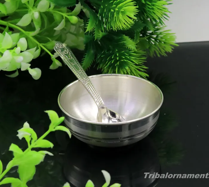 999 fine solid silver handmade small bowl for baby food pure silver vessels silver utensils home and kitchen accessories india sv29 TRIBAL ORNAMENTS Necklaces