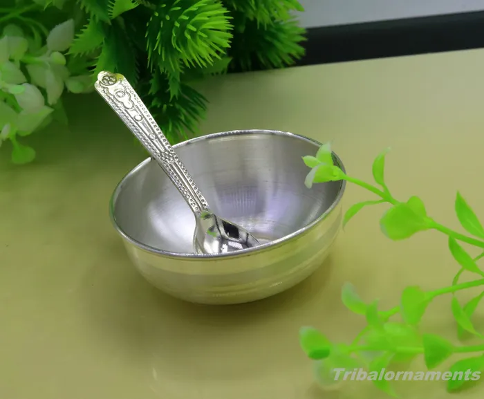 999 fine solid silver handmade small bowl for baby food pure silver vessels silver utensils home and kitchen accessories india sv29 TRIBAL ORNAMENTS Necklaces