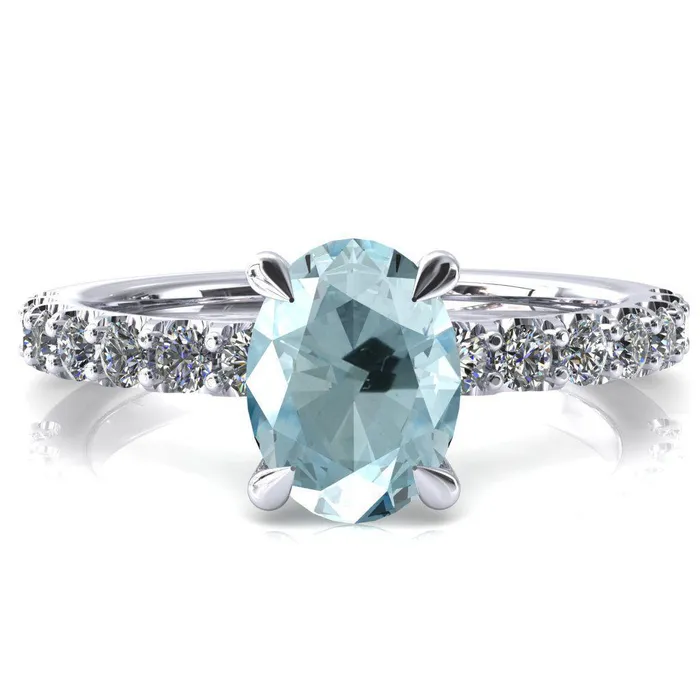 Alessi Oval Aqua Blue Spinel 4 Claw Prong 34 Micro Pave Engagement Ring Fire Brilliance Rings Alessi Oval Aqua Blue Spinel 4 Claw Prong 34 Micro Pave Engagement Ring Fire Brilliance Rings