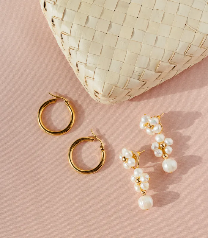 Arete Earrings Kalachuchi 3in1 Drop Hoop Earrings
