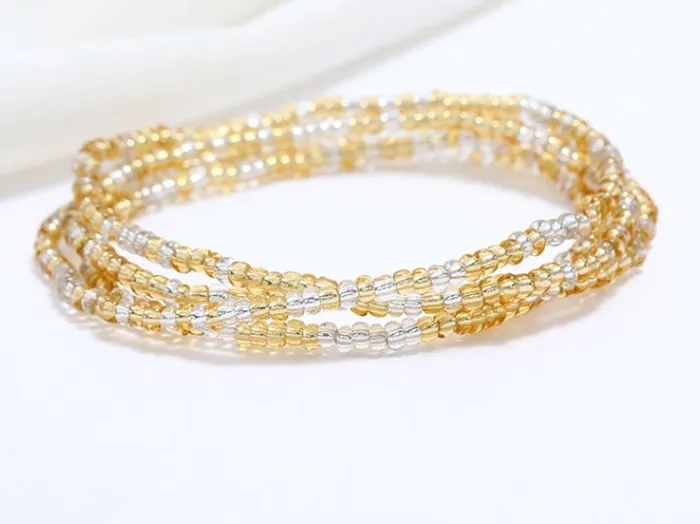 B1071 Champagne Clear Seed Beads Strand Bracelet POLLY Bracelets