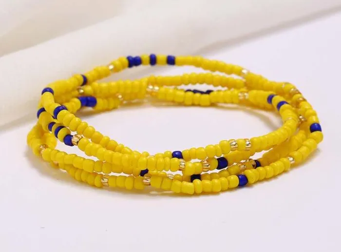 Bracelets POLLY B1106 Yellow Blue Seed Beads Strand Bracelet