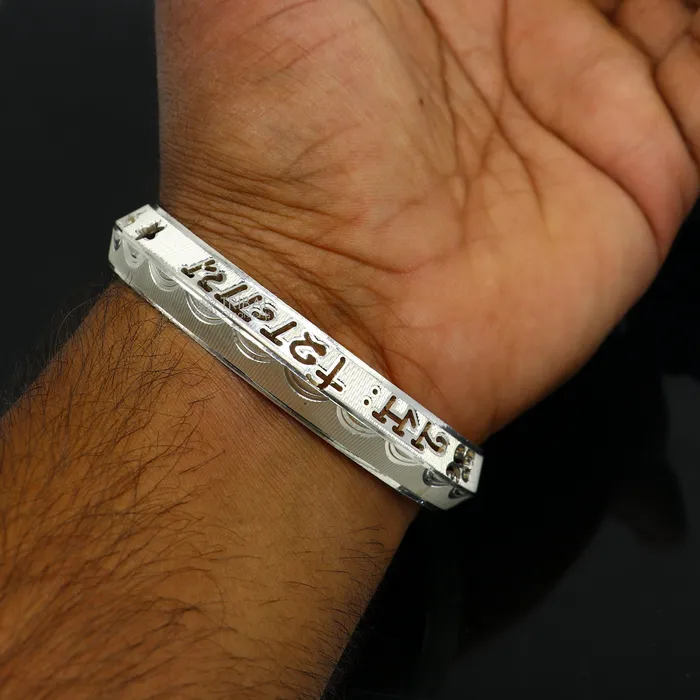Bracelets TRIBAL ORNAMENTS 925 Sterling silver Handmade solid kada bracelet mantra bracelet aum namah shivay mens gifting divine kada from rajasthan india nsk781