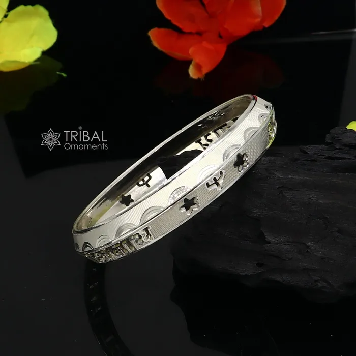Bracelets TRIBAL ORNAMENTS 925 Sterling silver Handmade solid kada bracelet mantra bracelet aum namah shivay mens gifting divine kada from rajasthan india nsk781