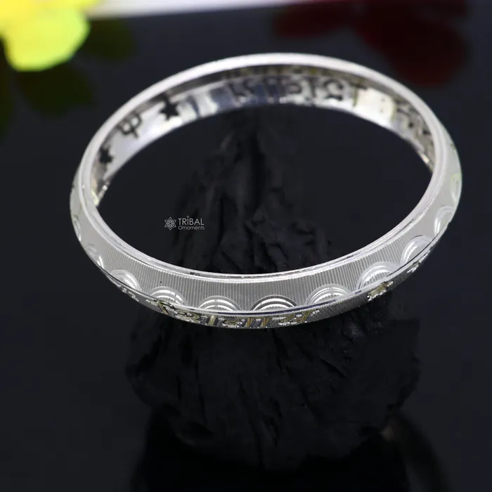 Bracelets TRIBAL ORNAMENTS 925 Sterling silver Handmade solid kada bracelet mantra bracelet aum namah shivay mens gifting divine kada from rajasthan india nsk781