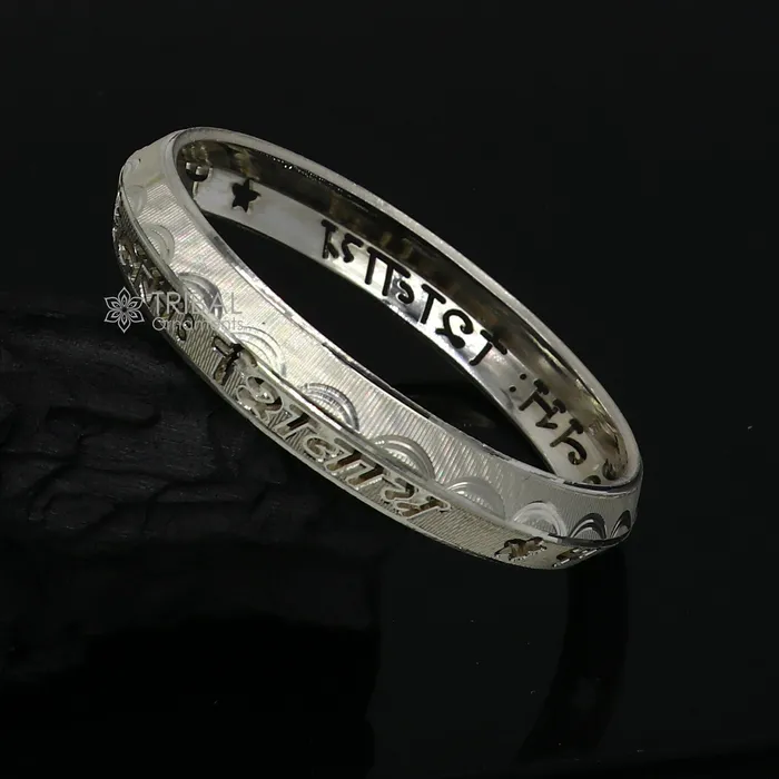 Bracelets TRIBAL ORNAMENTS 925 Sterling silver Handmade solid kada bracelet mantra bracelet aum namah shivay mens gifting divine kada from rajasthan india nsk781