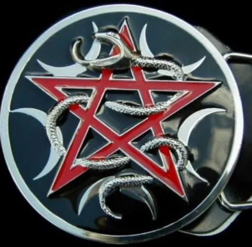 BU110 Pentagram With Snake Belt Buckle POLLY Necklaces