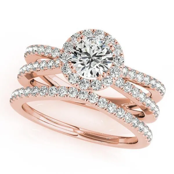 Carilla Round Center Stone Diamond Floating Halo Double Cross Shank Ring Fire Brilliance Rings