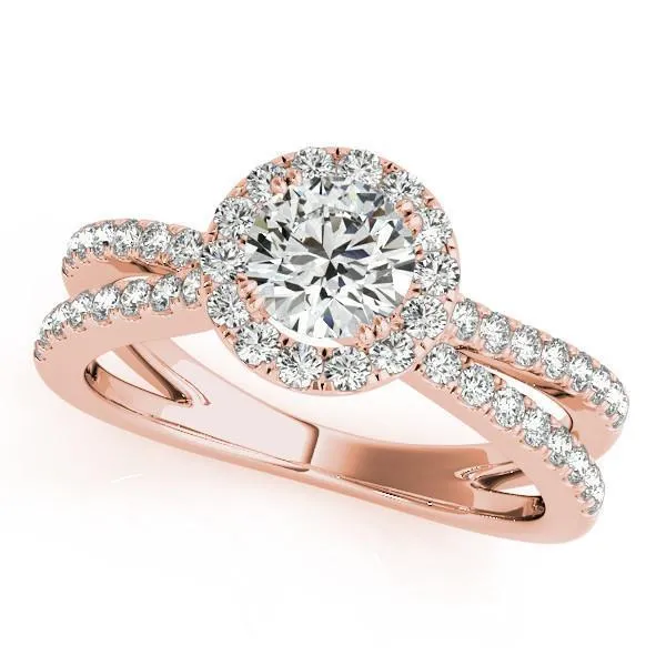 Carilla Round Center Stone Diamond Floating Halo Double Cross Shank Ring Fire Brilliance Rings