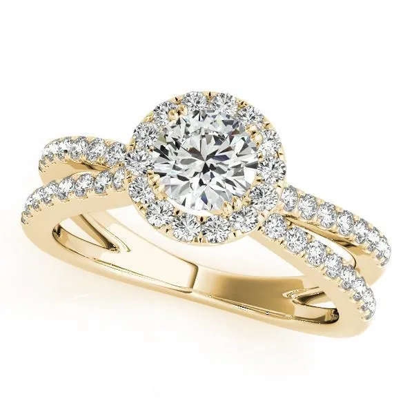 Carilla Round Center Stone Diamond Floating Halo Double Cross Shank Ring Fire Brilliance Rings