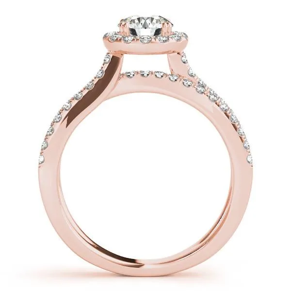 Carilla Round Center Stone Diamond Floating Halo Double Cross Shank Ring Fire Brilliance Rings