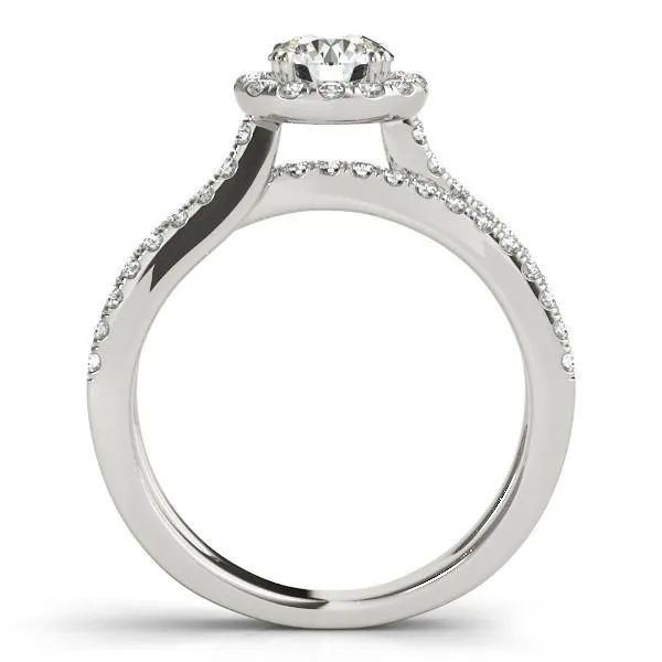 Carilla Round Center Stone Diamond Floating Halo Double Cross Shank Ring Fire Brilliance Rings