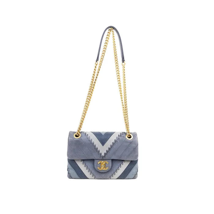 Chanel Earrings PreOwned Chanel Patchwork Chevron Small Flap Bag