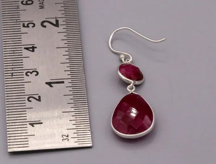 Earrings TRIBAL ORNAMENTS Excellent simulated ruby 925 sterling silver stylish wedding girls stud s166