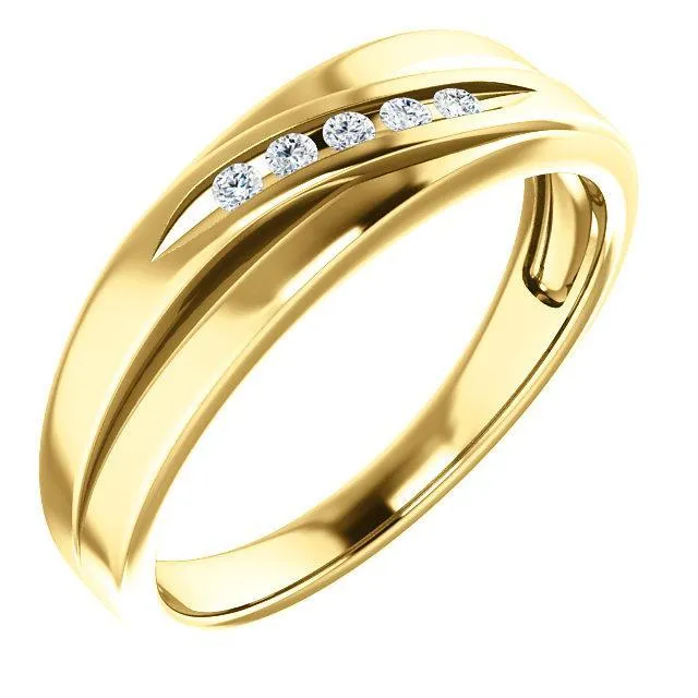 Fire Brilliance Rings Matthew Round Diamond Tapered Round Slit Band