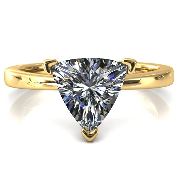 Fire Brilliance Tessa Trillion Moissanite 3 Prong Pitched Shoulders Solitaire Engagement Ring Rings