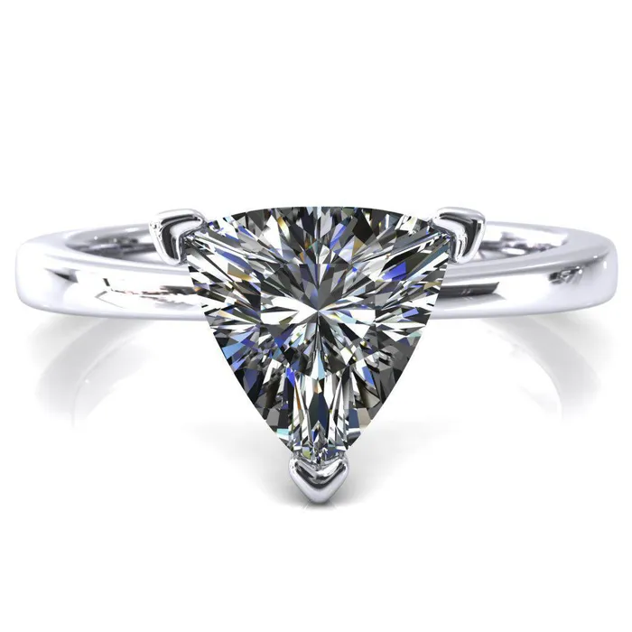 Fire Brilliance Tessa Trillion Moissanite 3 Prong Pitched Shoulders Solitaire Engagement Ring Rings