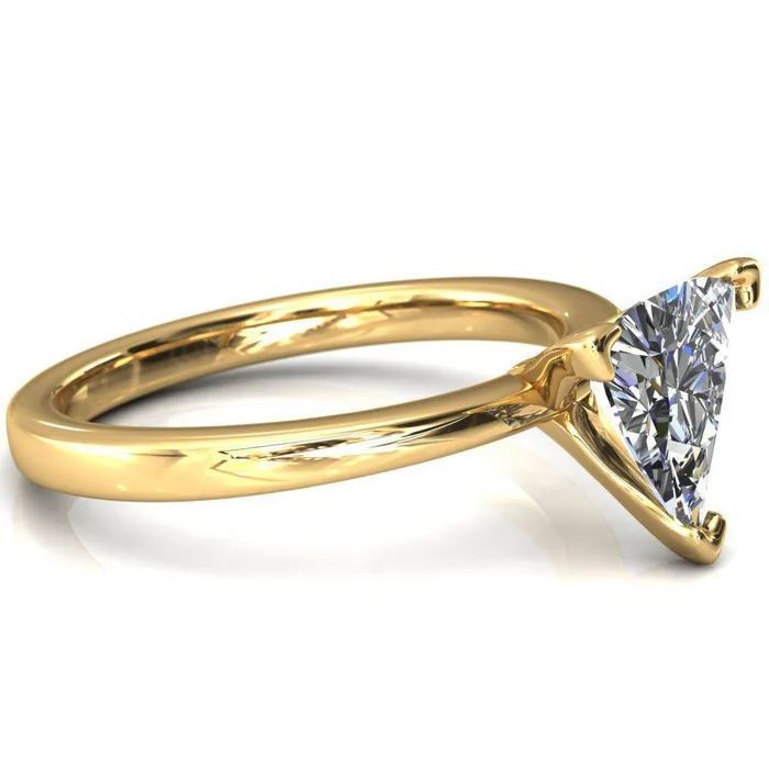 Fire Brilliance Tessa Trillion Moissanite 3 Prong Pitched Shoulders Solitaire Engagement Ring Rings