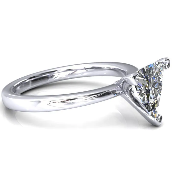 Fire Brilliance Tessa Trillion Moissanite 3 Prong Pitched Shoulders Solitaire Engagement Ring Rings