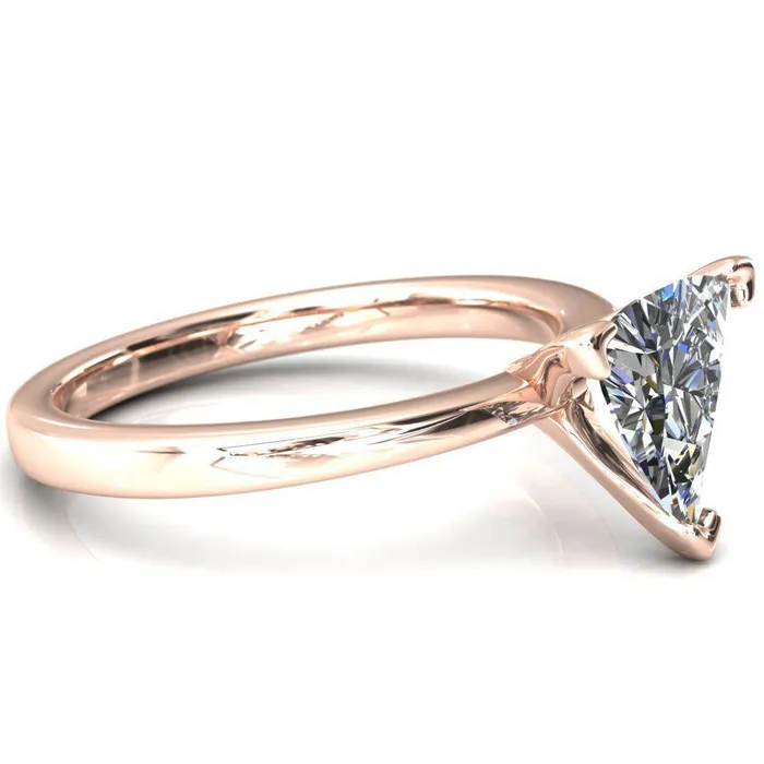 Fire Brilliance Tessa Trillion Moissanite 3 Prong Pitched Shoulders Solitaire Engagement Ring Rings