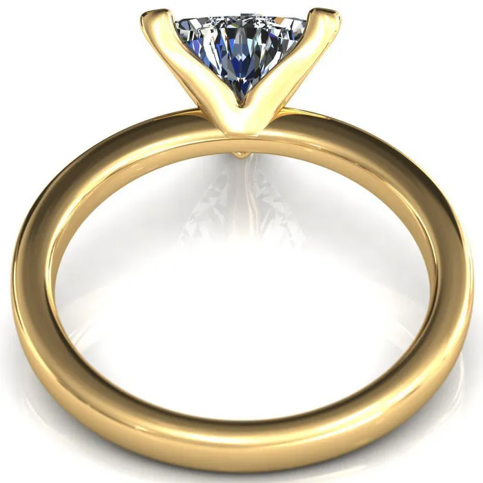 Fire Brilliance Tessa Trillion Moissanite 3 Prong Pitched Shoulders Solitaire Engagement Ring Rings