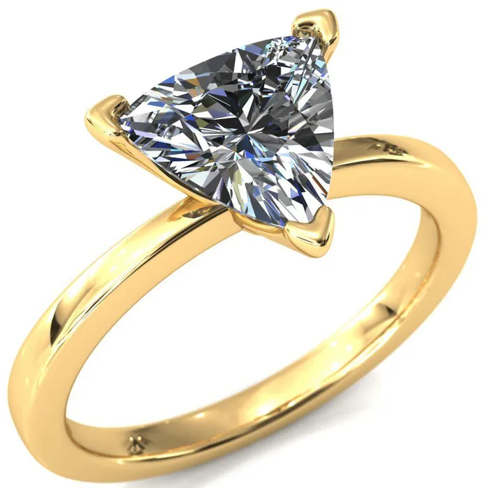 Fire Brilliance Tessa Trillion Moissanite 3 Prong Pitched Shoulders Solitaire Engagement Ring Rings
