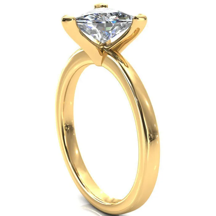 Fire Brilliance Tessa Trillion Moissanite 3 Prong Pitched Shoulders Solitaire Engagement Ring Rings