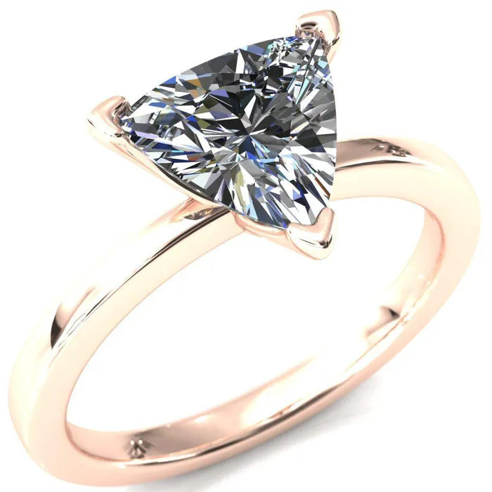 Fire Brilliance Tessa Trillion Moissanite 3 Prong Pitched Shoulders Solitaire Engagement Ring Rings