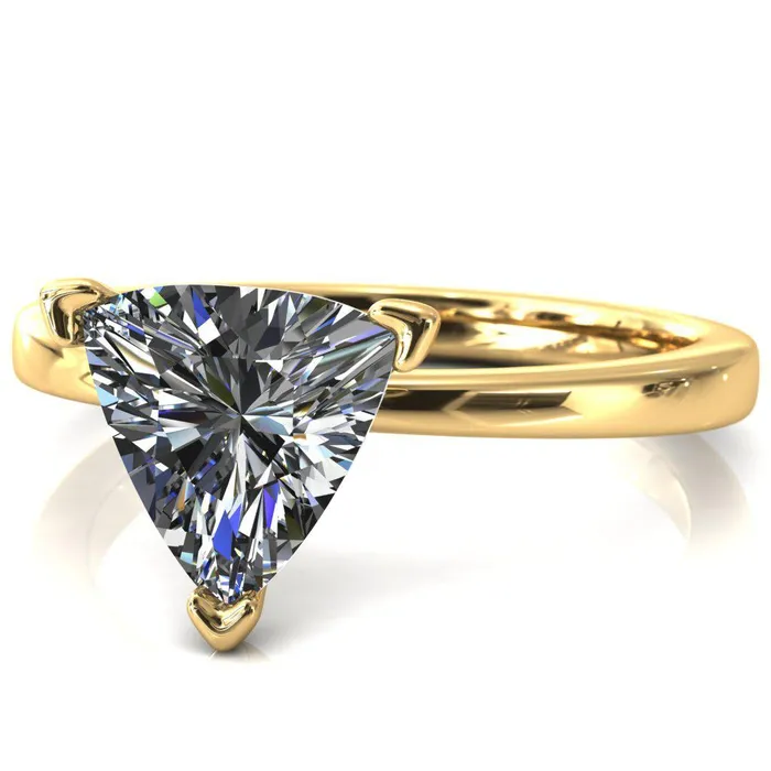 Fire Brilliance Tessa Trillion Moissanite 3 Prong Pitched Shoulders Solitaire Engagement Ring Rings