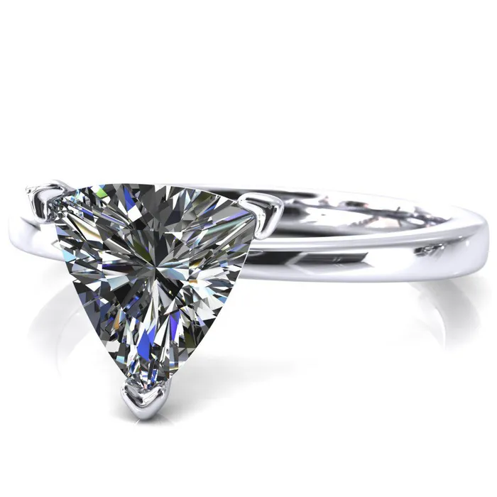 Fire Brilliance Tessa Trillion Moissanite 3 Prong Pitched Shoulders Solitaire Engagement Ring Rings