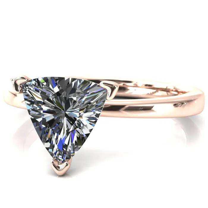 Fire Brilliance Tessa Trillion Moissanite 3 Prong Pitched Shoulders Solitaire Engagement Ring Rings