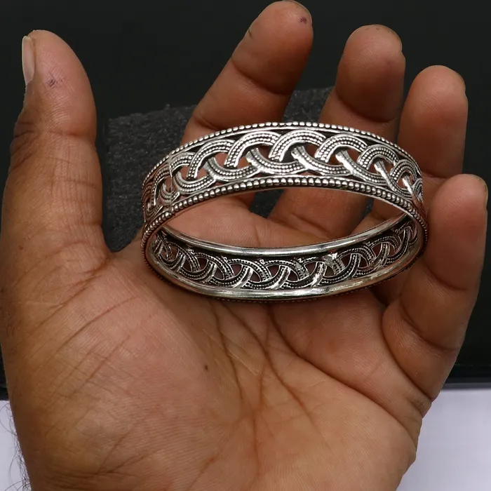 Floral style 925 sterling silver amazing customized bangle bracelet kada best brides gifting ethnic stylish tribal fashion jewelry nba395 TRIBAL ORNAMENTS Bracelets Floral style 925 sterling silver amazing customized bangle bracelet kada best brides gifting ethnic stylish tribal fashion jewelry nba395 TRIBAL ORNAMENTS Bracelets