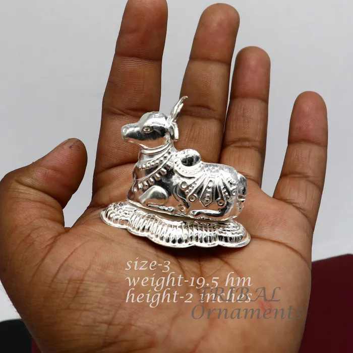 Lord Shiva Vahan Nandi Maharaj sterling silver handmade small article for puja best gift for lord Shiva divine Nandi statue su982 TRIBAL ORNAMENTS Necklaces