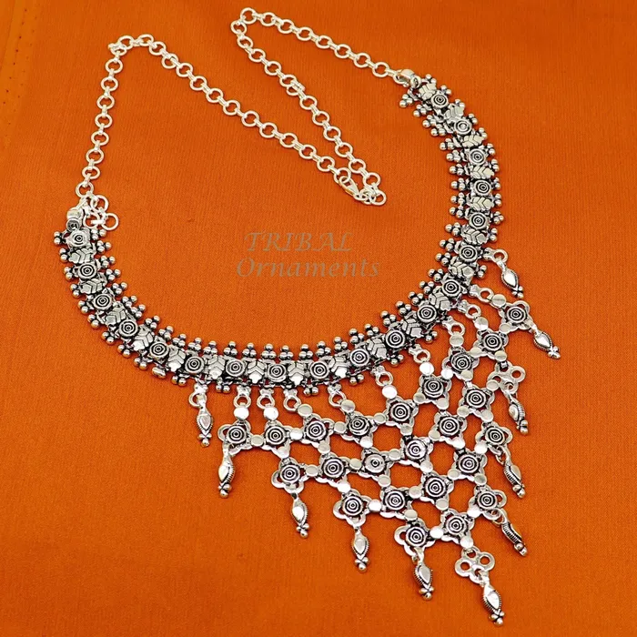 Necklaces 925 sterling silver Indian traditional vintage design ethnic charm necklace excellent gifting tribal brides belly dance jewelry india set566 TRIBAL ORNAMENTS Necklaces 925 sterling silver Indian traditional vintage design ethnic charm necklace excellent gifting tribal brides belly dance jewelry india set566 TRIBAL ORNAMENTS