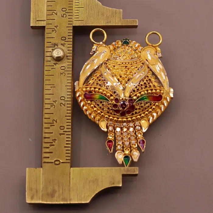 Necklaces TRIBAL ORNAMENTS Genuine certified 22kt yellow gold solid filigree work meenakari work pendant necklace traditional art of indian tribal jewelry gp12