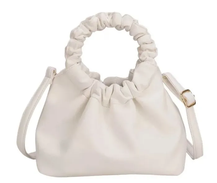 PB140 White Scrunched Handle Purse polly Rings