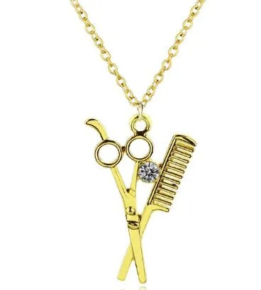 polly Necklaces AZ480 Gold Large Hairdresser Scissors Necklace with FREE EARRINGS polly Necklaces AZ480 Gold Large Hairdresser Scissors Necklace with FREE EARRINGS