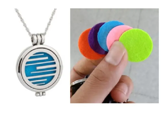polly Necklaces N2087 Silver Line Design Essential Oil Necklace with FREE Earrings PLUS 5 Different Color Pads