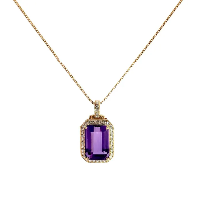 PreOwned Amethyst and Diamond Pendant STORE 5a Necklaces