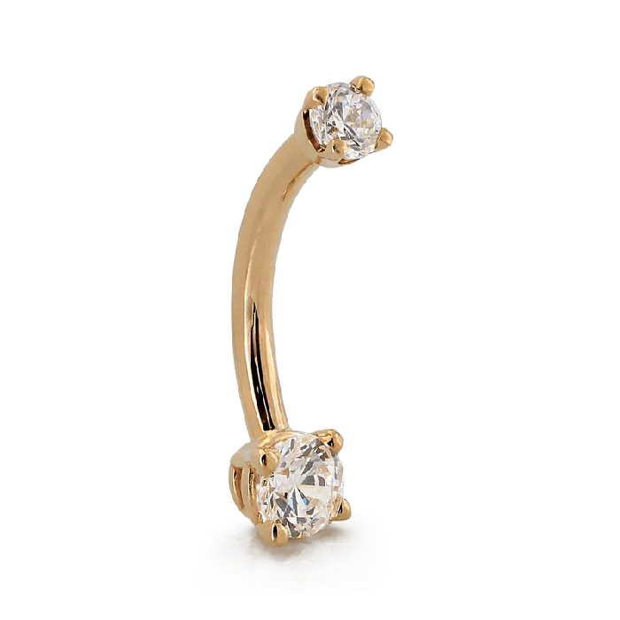 PreStyled Sets LeRoi GOLD ProngSet Faceted Navel Curve