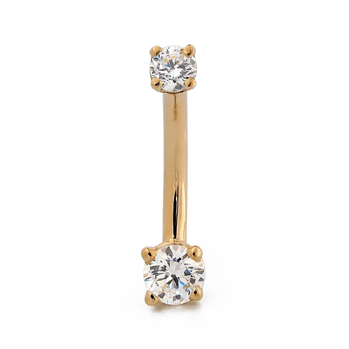 PreStyled Sets LeRoi GOLD ProngSet Faceted Navel Curve