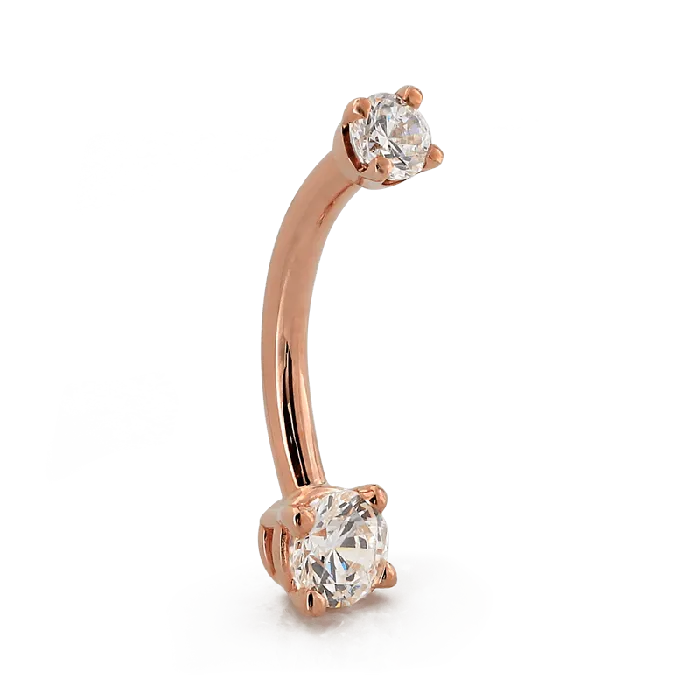 PreStyled Sets LeRoi GOLD ProngSet Faceted Navel Curve