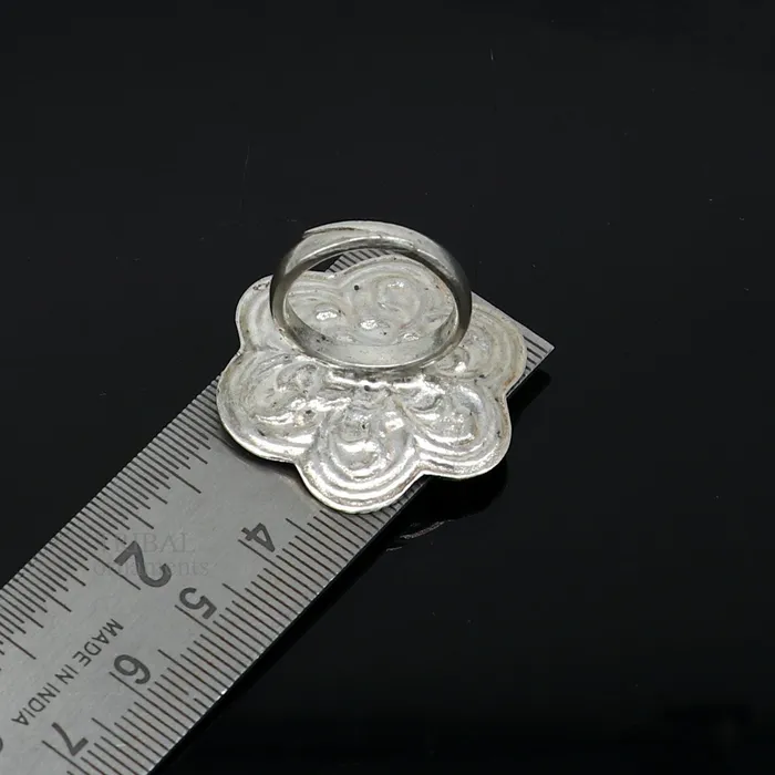 Rings 925 sterling silver handmade gorgeous flower shape adjustable ring band unisex stylish gifting chitai work tribal ethnic jewelry ring496 TRIBAL ORNAMENTS