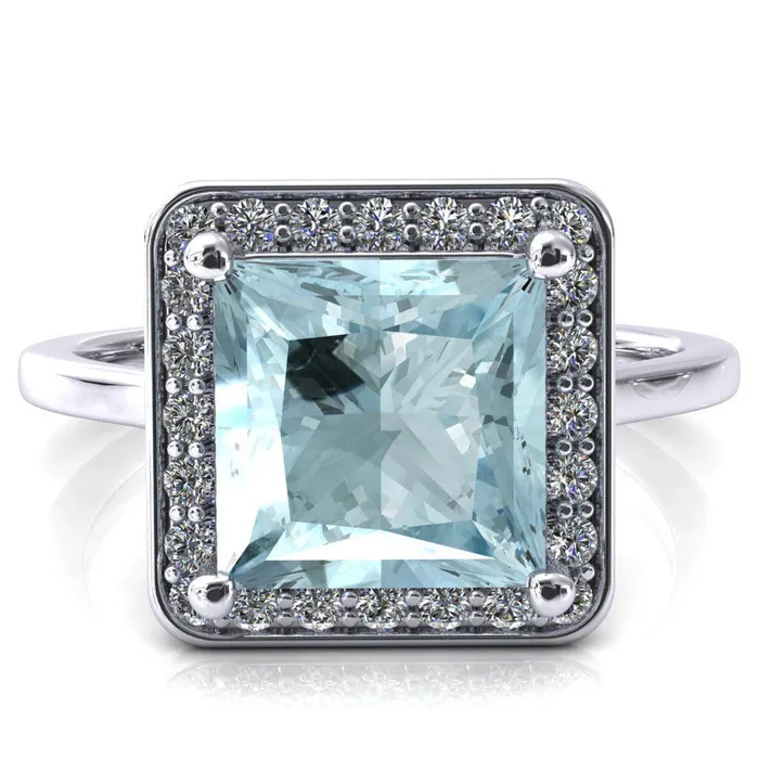 Rings Fire Brilliance Holly Princess Aqua Blue Spinel 4 Prong Pinpoint Floating Halo Scalloped Cathedral Ring Rings Fire Brilliance Holly Princess Aqua Blue Spinel 4 Prong Pinpoint Floating Halo Scalloped Cathedral Ring