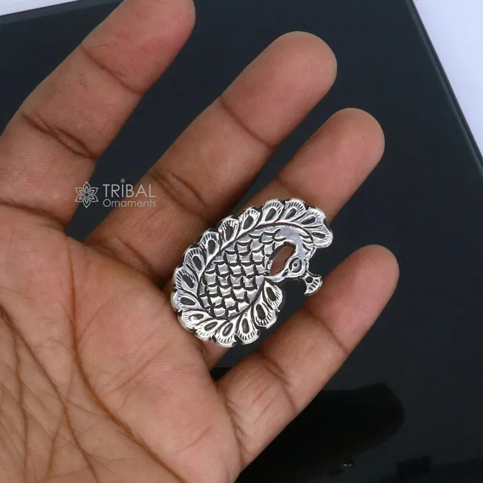 Rings TRIBAL ORNAMENTS Peacock design Indian Classical cultural 925 sterling silver adjustable ring best tribal ethnic jewelry Navratri jewelry sr395 Rings TRIBAL ORNAMENTS Peacock design Indian Classical cultural 925 sterling silver adjustable ring best tribal ethnic jewelry Navratri jewelry sr395